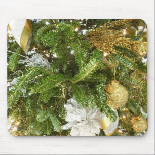 Tapis De Souris Arbre de Noël argent et or I Vacances