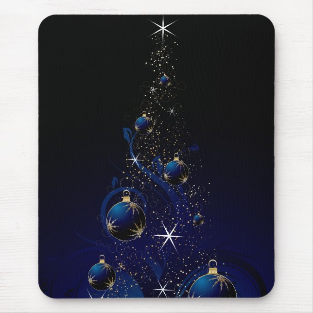 Tapis De Souris Arbre de Noël bleu scintillant (Devant)