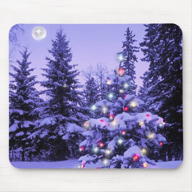 Tapis De Souris Arbre de Noël dans la forêt (Devant)