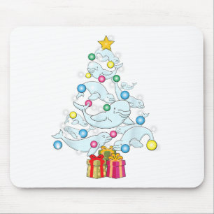 Tapis De Souris Arbre de Noël de baleine beluga Noël de baleines