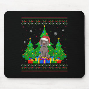 Tapis De Souris Arbre de Noël doux Santa Hat Weimaraner D