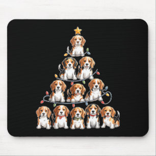 Tapis De Souris Arbre de Noël drôle Beagle Amoureux des chiens Fem