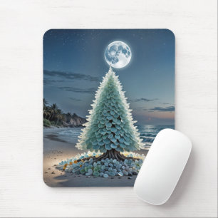 Tapis De Souris Arbre de Noël en verre de mer sur la plage