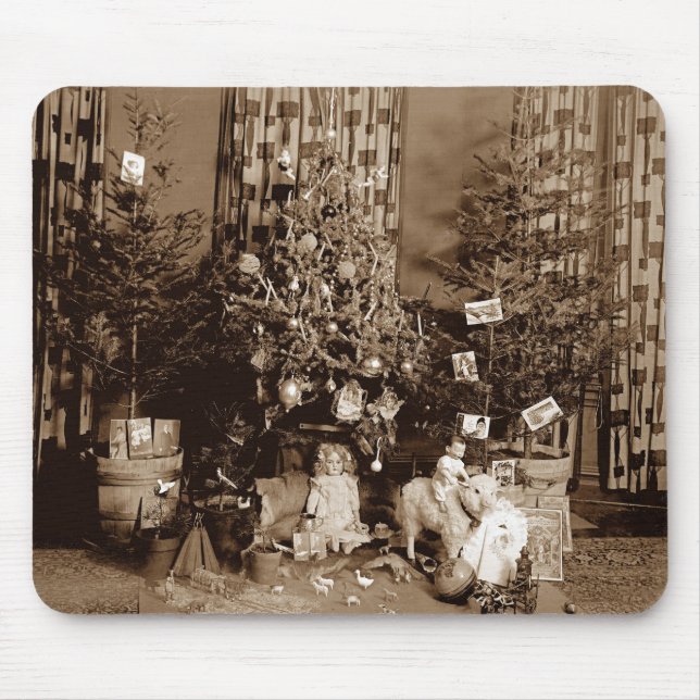Tapis De Souris Arbre de Noël et Jouets autour de 1900 Mousepad Ph (Devant)
