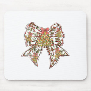 Tapis De Souris Arbre de Noël féminin à ruban coquette Fêtes de No