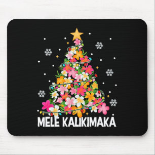 Tapis De Souris Arbre de Noël Floral hawaïen Mele Kalikimaka Tro