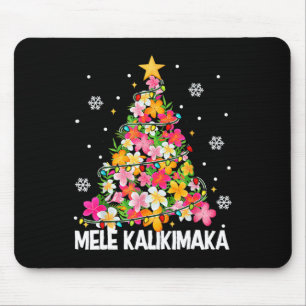 Tapis De Souris Arbre de Noël Floral hawaïen Mele Kalikimaka Tro