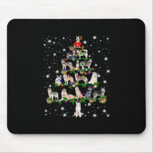 Tapis De Souris Arbre De Noël Husky Couvert De Lampe De Feu