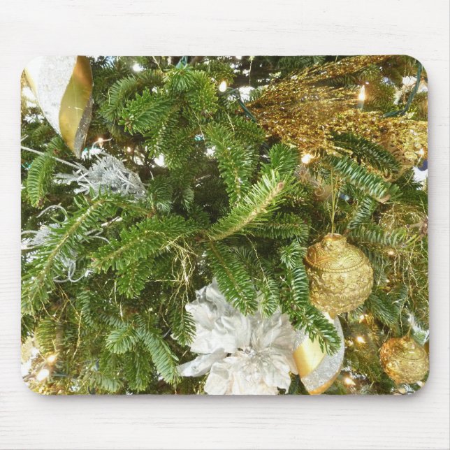 Tapis De Souris Arbre de Noël I Argent et Or (Devant)
