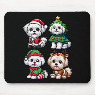 Tapis De Souris Arbre de Noël maltais Père Noël Elf Costume Chien 