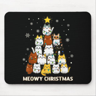 Tapis De Souris Arbre de Noël Miaou Joyeux Catmas Amateur de Chat