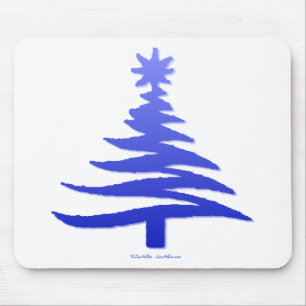 Tapis De Souris Arbre de Noël Moderne Pochoir Imprimé Bleu