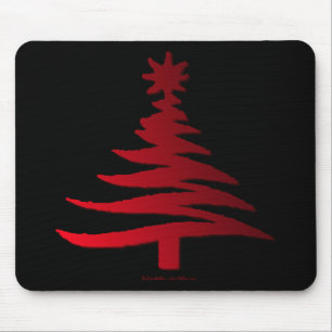 Tapis De Souris Arbre de Noël Moderne Pochoir Imprimé Rouge