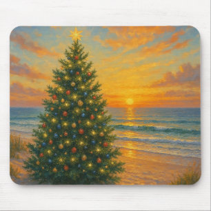 Tapis De Souris Arbre de Noël nautique/cotier plage