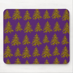 Tapis De Souris Arbre de Noël parties scintillant or sur arrière -