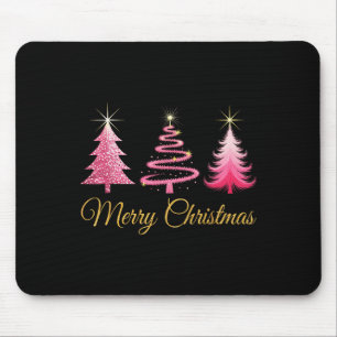 Tapis De Souris Arbre De Noël Rose Joyeux Et Fille Lumineuse Femme