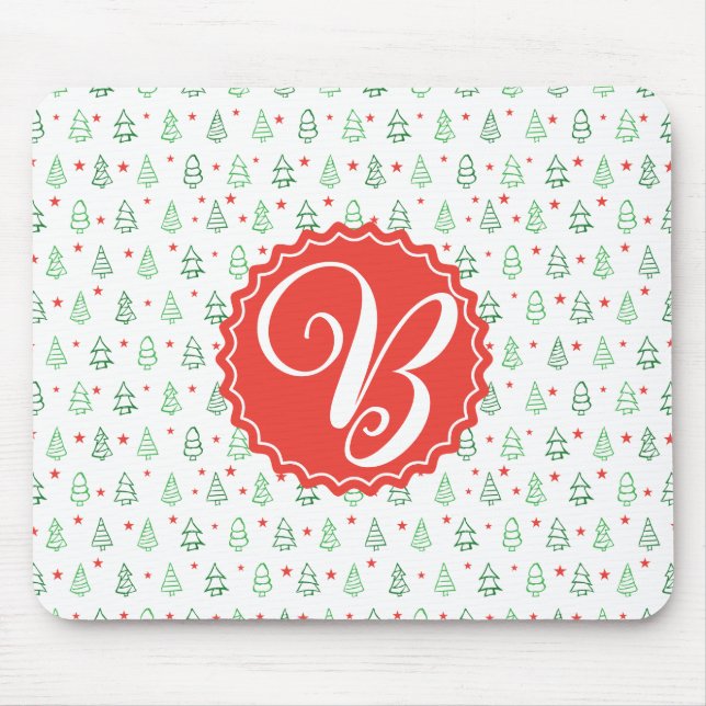 Tapis De Souris Arbre de Noël rouge et vert (Devant)
