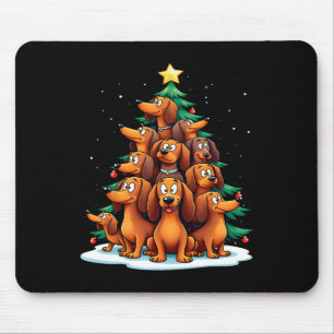 Tapis De Souris Arbre de Noël Teckel Chien drôle de vacances 