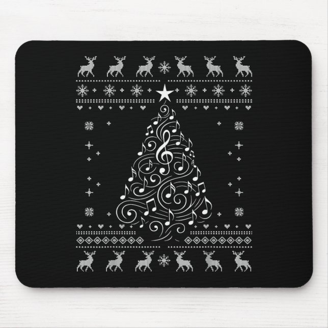 Tapis De Souris Arbre de notes musicales Noël Sweat Ugly Xmas  (Devant)