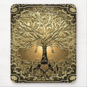 Tapis De Souris Arbre d'or de la vie Ancien Rustique