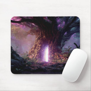 Tapis De Souris Arbre Enchanté Surréaliste Avec Portail Lumineux