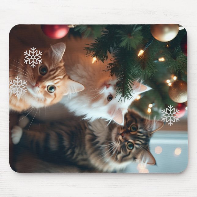 Tapis De Souris Arbre Orné de Chats, Image, Personnaliser,  (Devant)