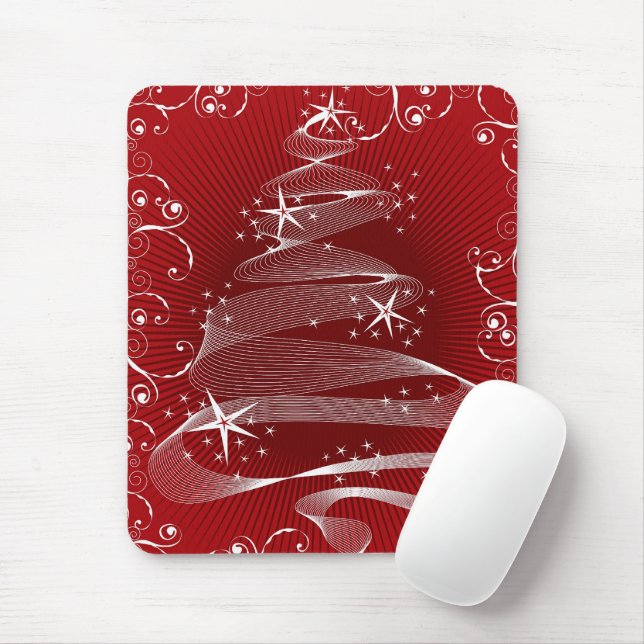Tapis De Souris Arbre rouge Abstrait X'mas & Fils Mousepad (Avec souris)