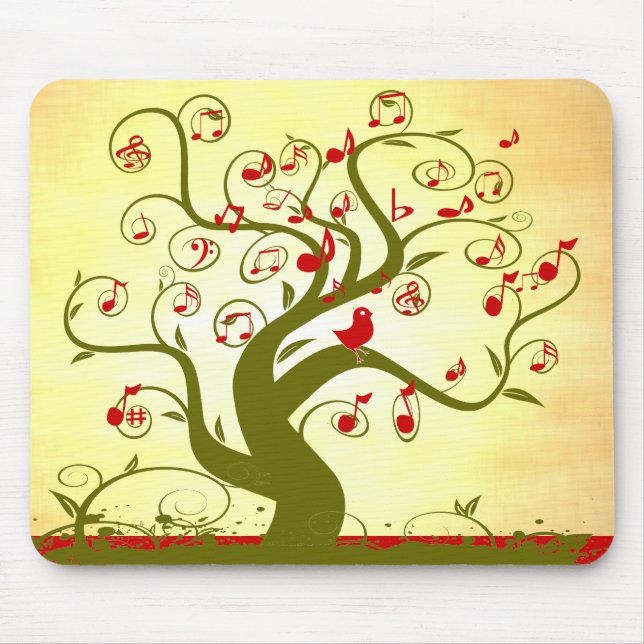 Tapis de souris arbre tourbillon oiseau mignon (Devant)