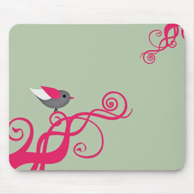 Tapis De Souris Arbre vectoriel avec oiseau (Devant)