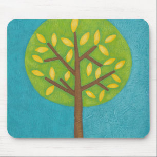 Tapis De Souris Arbre vert avec le feuille jaune de Chariklia