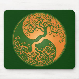 Tapis De Souris Arbre vert d'or de Yin Yang