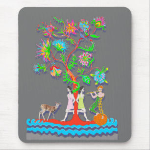 Tapis De Souris Arbre vibrant coloré avec personnages