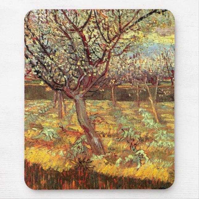 Tapis De Souris Arbres abricot en fleurs par Vincent van Gogh (Devant)