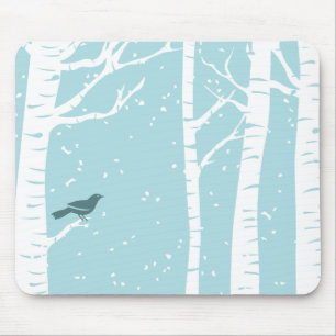 Tapis De Souris Arbres de bouleau de Noël