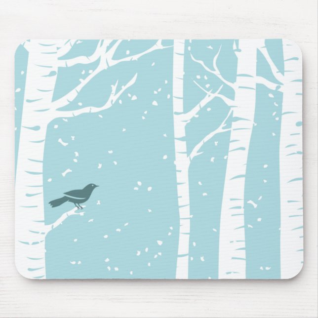 Tapis De Souris Arbres de bouleau de Noël (Devant)