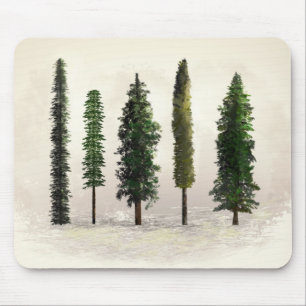 Tapis De Souris Arbres de la forêt verte vintage rustique boisé