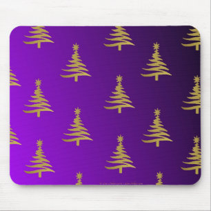 Tapis De Souris Arbres de Noël Gold sur violet