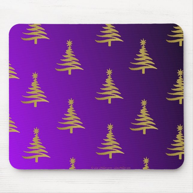 Tapis De Souris Arbres de Noël Gold sur violet (Devant)