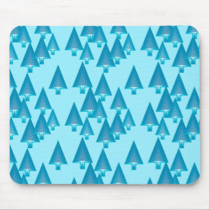 Tapis De Souris Arbres de Noël métalliques modernes - bleu ciel