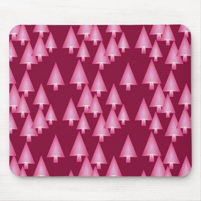 Tapis De Souris Arbres de Noël métalliques modernes - rose & vin (Devant)