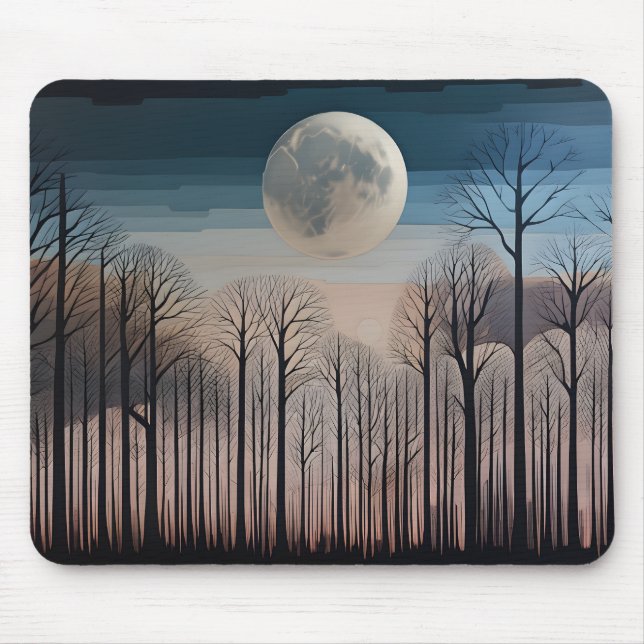 Tapis De Souris Arbres dénudés et la Lune (Devant)