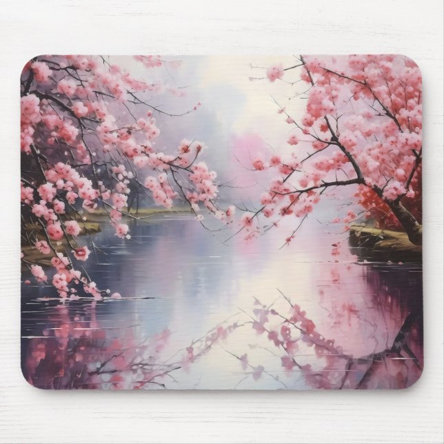 Tapis De Souris Arbres fleuris sur la rivière (Devant)