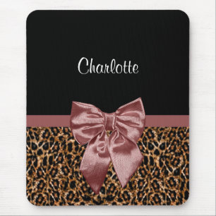 Tapis De Souris Arc Brown élégant et nom d'empreinte de léopard