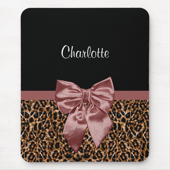 Tapis De Souris Arc Brown élégant et nom d'empreinte de léopard (Devant)