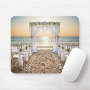 Tapis De Souris Arc de mariage sur la plage avec ciel de coucher d