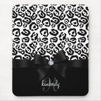 Tapis De Souris Arc élégant de léopard et Girly personnalisé par