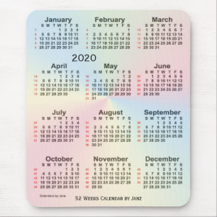 Tapis De Souris Arc-en-ciel 2020 Calendrier d'impression grand for