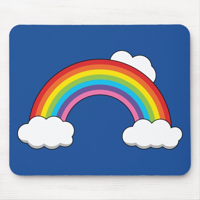Tapis De Souris Arc en ciel avec nuages blancs (Devant)