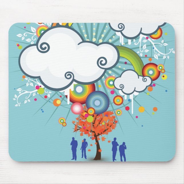 Tapis De Souris Arc en ciel Cloud gens Arbre Mousepad (Devant)