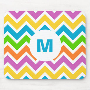 Tapis De Souris Arc-en-ciel coloré clair Chevron Monogramme